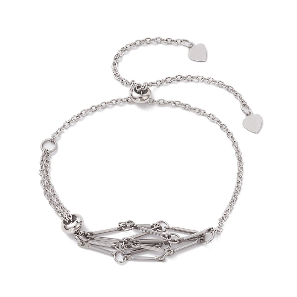 

PandaHall Adjustable Braided 201 Stainless Steel Macrame Pouch Cable Chain Slider Bracelet Making, with 304 Stainless Steel Cable Chains...
