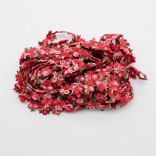 

PandaHall Flower Polyester Trim Ribbon, for Curtain Lace Trimmings, Red, 3/4 inch(20mm) Polyester Flower Red