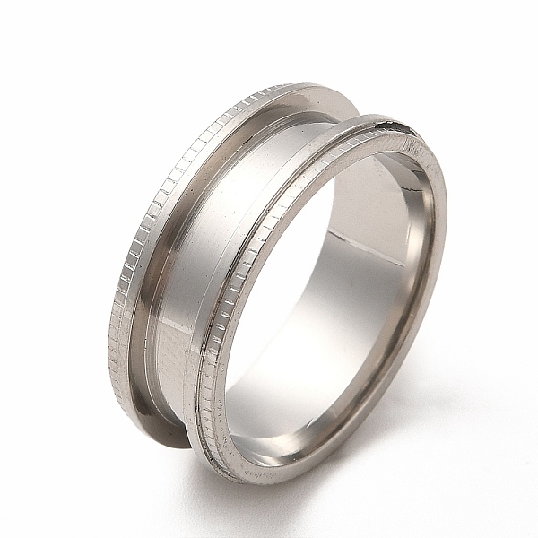 

PandaHall 201 Stainless Steel Grooved Finger Ring Settings, Ring Core Blank, for Inlay Ring Jewelry Making, Stainless Steel Color, Inner...