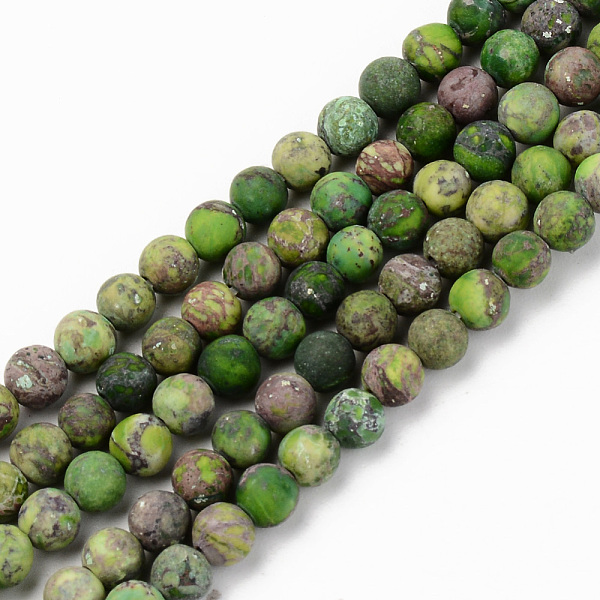 

PandaHall Natural American Turquoise Beads Strands, Frosted, Dyed & Heated, Round, Green, 4mm, Hole: 0.8mm, about 83~86pcs/strand, 14.96...