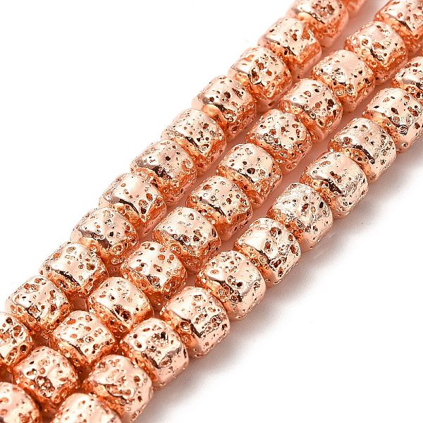 

PandaHall Electroplated Natural Lava Rock Beads Strands, Rondelle, Rose Gold Plated, 6x7mm, Hole: 1mm, about 67~68pcs/strand, 15.35~15.63...