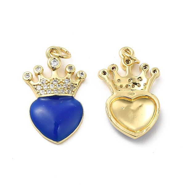 

PandaHall Real 18K Gold Plated Brass Micro Pave Clear Cubic Zirconia Pendants, with Jump Ring & Enamel, Heart with Crown Charm, Red...