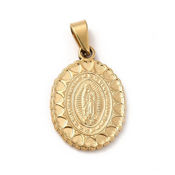 

PandaHall Vacuum Plating 201 Stainless Steel Pendants, Oval with Virgin Mary, Golden, 23x16x2mm, Hole: 3.5mm 304 Stainless Steel Oval