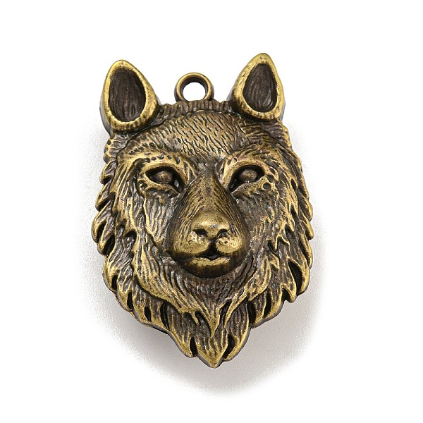 

PandaHall Tibetan Style Alloy Pendants, Wolf, Cadmium Free & Lead Free, Antique Bronze, 40.5x28x16.5mm, Hole: 2.5mm Alloy Wolf