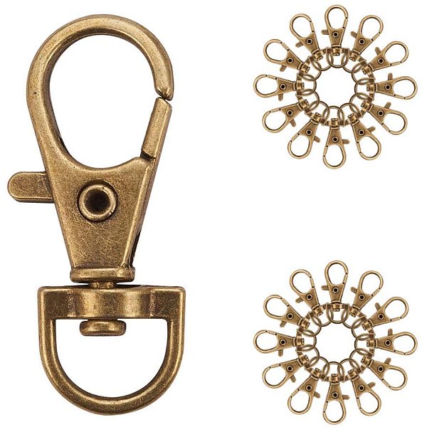 

PandaHall Alloy Swivel Lobster Claw Clasps, Swivel Snap Hook, Antique Bronze, 35x13mm, Hole: 6mm; box: 10.8x7.4x1.8cm, 1pc. Alloy