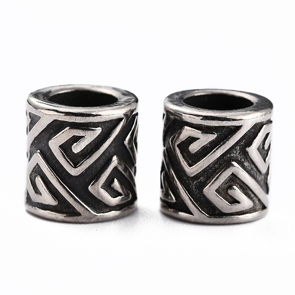PandaHall 304 Stainless Steel Beads, European Style Beads, Large Hole Beads, Column, Antique Silver, 10x9.5mm, Hole: 6mm 304 Stainless Steel...