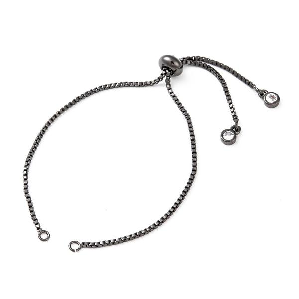 

PandaHall Brass Chain Bracelet Making, with Cubic Zirconia, Slider Bracelets Making, Cadmium Free & Nickel Free & Lead Free, Gunmetal, 4-3/8..., Clear