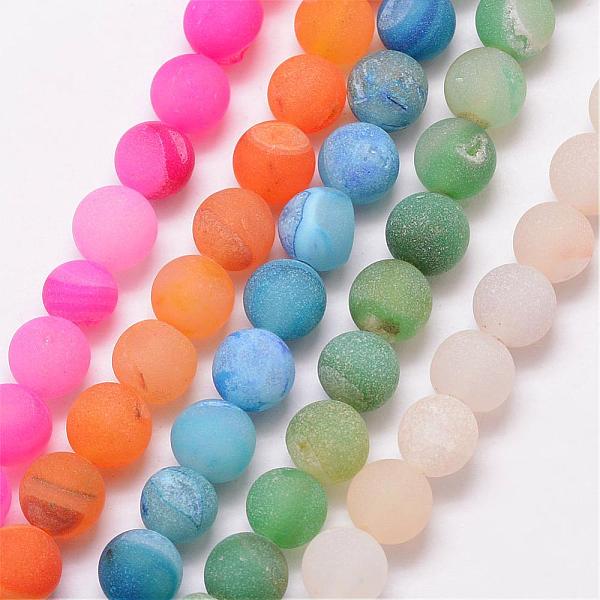 

PandaHall Natural Druzy Geode Agate Bead Strands, Frosted, Round, Dyed & Heated, Grade A, Mixed Color, 8mm, Hole: 1mm, about 47pcs/strand..., Multicolor