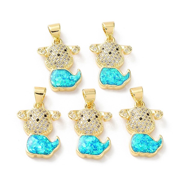 

PandaHall Rack Plating Brass Micro Pave Cubic Zirconia Puppy Pendants, Synthetic Opal Dog Charms with Snap on Bail, Cadmium Free & Lead Free..., Cyan