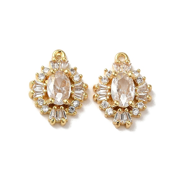 

PandaHall Brass Micro Pave Cubic Zirconia Pendants, with Glass Rhinestone, Oval, Real 18K Gold Plated, 13.5x10x3.5mm, Hole: 1mm Brass+Cubic..., Clear