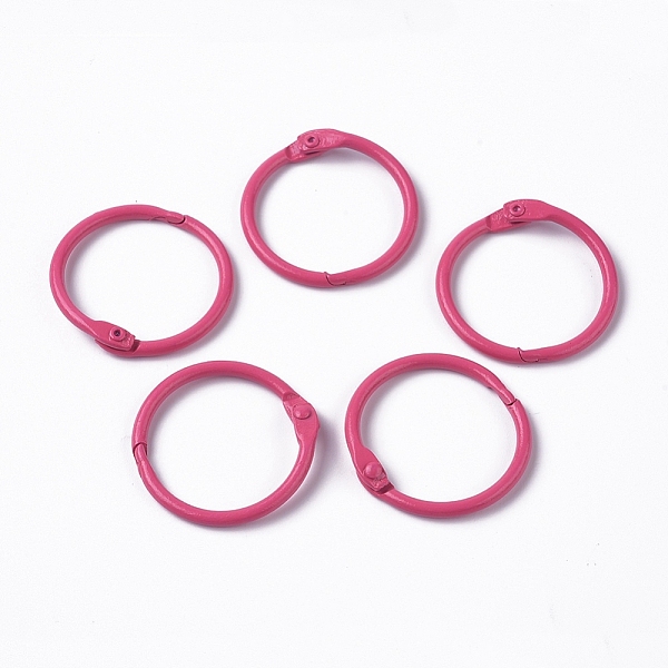 

PandaHall Baking Painted Iron Loose Leaf Book Binder Hinged Rings, Camellia, 30.5x31x4.5mm Iron Pink