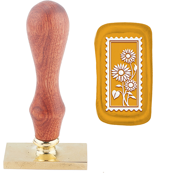 

PandaHall CRASPIRE Sunflower Wax Seal Stamp Flower Sealing Wax Stamp Rectangle Sealing Stamp Head 45×23mm with Wooden Handle for Wedding...