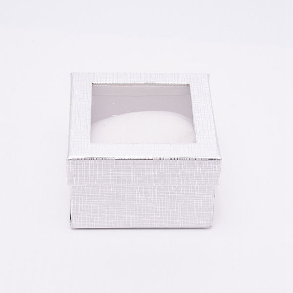 

PandaHall Paper Gift Box for Watch, with Sponge & Clear Window, Square, Silver, 9x9x6cm Paper Square Silver
