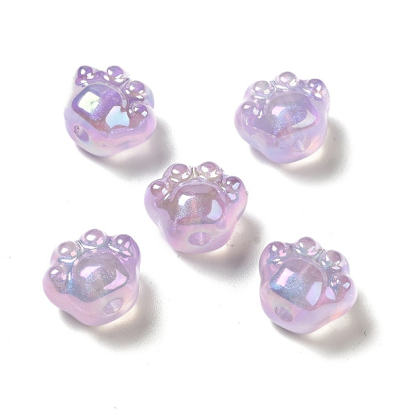 

PandaHall UV Plating Rainbow Iridescent Acrylic Beads, Paw Print, Plum, 13x15.5x10.5mm, Hole: 3mm Acrylic Paw Print Purple