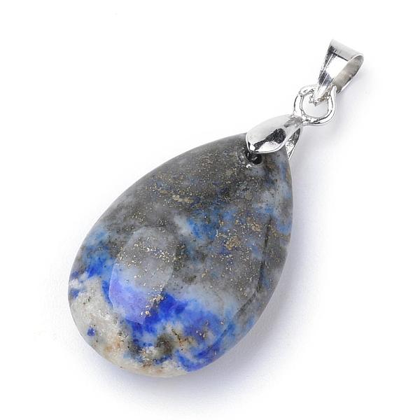 

PandaHall Natural Lapis Lazuli Pendants, with Alloy Findings, teardrop, Platinum, 23~24x14x8mm, Hole: 4x5mm Lapis Lazuli Teardrop