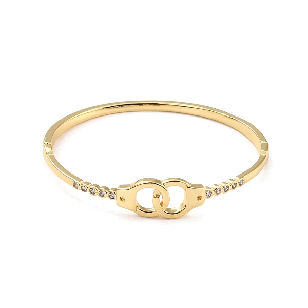

PandaHall Interlock Double Ring Cubic Zirconia Bangle, Brass Hinged Bangle for Women, Lead Free & Cadmium Free, Real 18K Gold Plated, Inner..., Clear