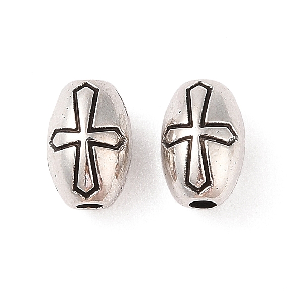 

PandaHall Tibetan Style Alloy Beads, Cadmium Free & Lead Free, Oval with Cross, Antique Silver, 8.5x5.5mm, Hole: 1.6mm, about 1234pcs/1000g...