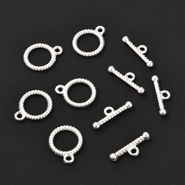 

PandaHall Tibetan Style Toggle Clasps, Lead Free and Cadmium Free, Silver Color Plated, Ring: 13x16mm, Bar :6x18mm, Hole: 2mm. Alloy Ring...