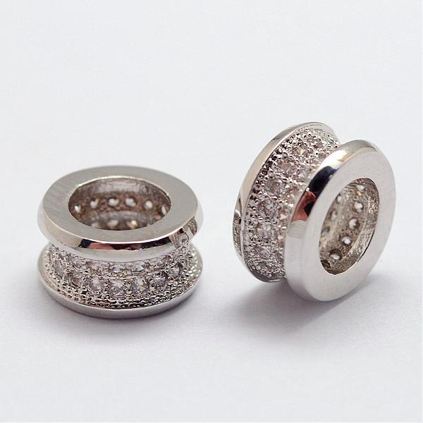 

PandaHall Brass Micro Pave Cubic Zirconia Beads, Column, Large Hole Beads, Lead Free & Nickel Free, Platinum, 10x5.5mm, Hole: 6mm...