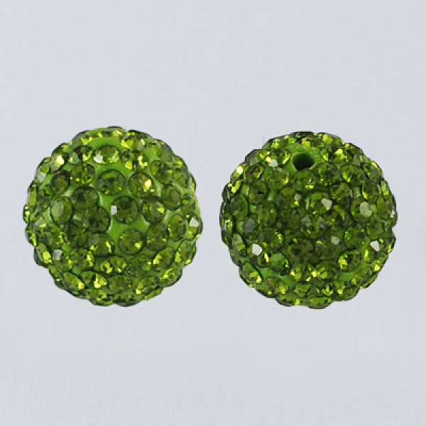 

PandaHall Pave Disco Ball Beads, Polymer Clay Rhinestone Beads, Round, Olivine, PP13(1.9~2mm), 5 Rows Rhinestone, 8mm, Hole: 1mm Polymer..., Green