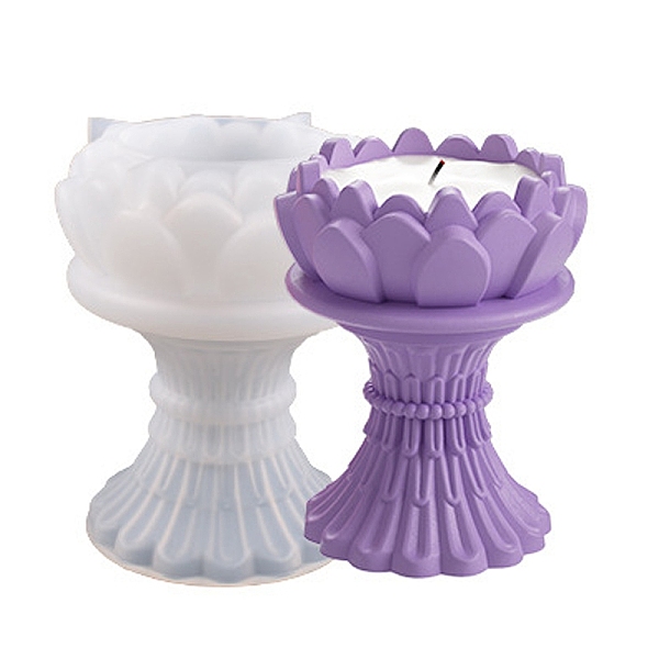 

PandaHall DIY Lotus Candlesticks Silicone Molds, for Candle Making, White, 8.6x10.65cm Silicone Flower White