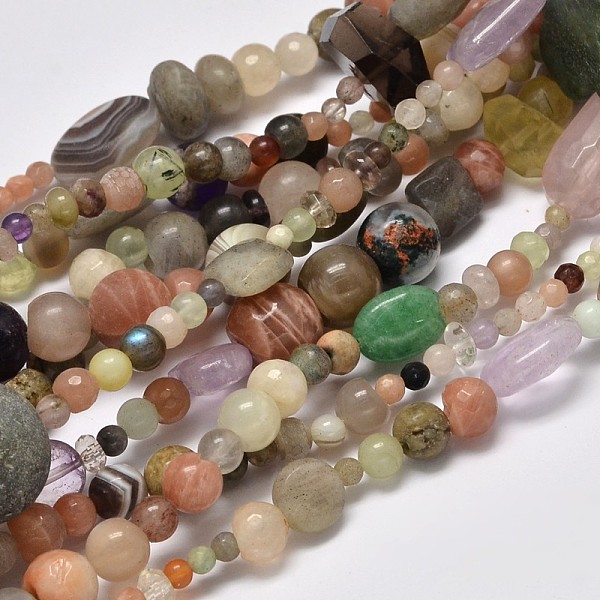 

PandaHall Nuggets Natural & Synthetic Mixed Stone Bead Strands, 4~50x4~20mm, Hole: 1mm, about 15.5 inch Mixed Stone Nuggets