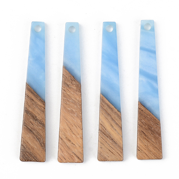 

PandaHall Opaque Resin & Walnut Wood Pendants, Trapezoid, Cornflower Blue, 44.5x8x3mm, Hole: 2mm Resin+Wood Trapezoid Blue