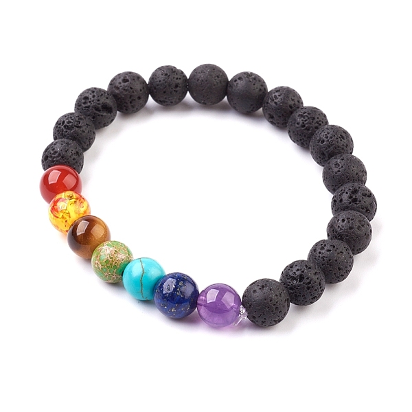 

PandaHall Natural & Synthetic Mixed Stone Stretch Bracelets, Chakras Style, 2 inch(50mm) Mixed Stone