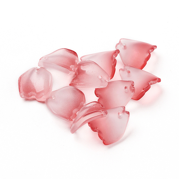 

PandaHall Glass Charms, Dyed & Heated, Frosted, Petal, FireBrick, 13x11x4mm, Hole: 1mm Glass Petaline Red
