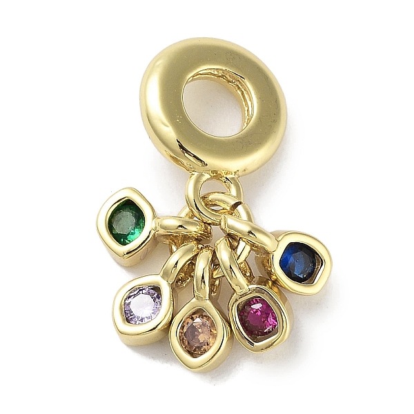

PandaHall Rack Plating Brass Pave Colorful Cubic Zirconia European Dangle Charms, Tassel Large Hole Pendants, Lead Free & Cadmium Free...
