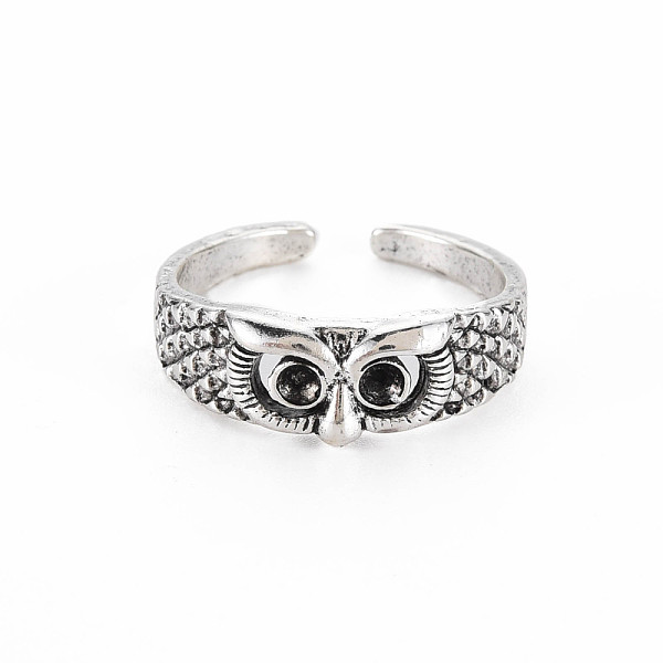 

PandaHall Men's Cuff Finger Alloy Rings Rhinestone Settings, Open Rings, Cadmium Free & Lead Free, Owl, Antique Silver, US Size 8 1/4...