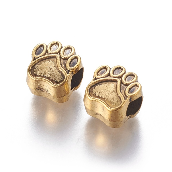 

PandaHall Tibetan Style European Beads, Cadmium Free & Lead Free, Paw Print, Antique Golden, 11x11x8mm, Hole: 5mm Alloy Others