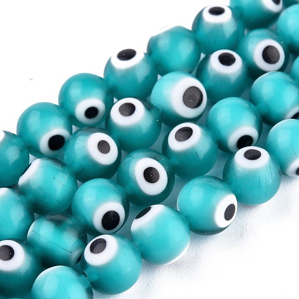 

PandaHall Handmade Evil Eye Lampwork Round Bead Strands, Turquoise, 8mm, Hole: 1mm, about 49pcs/strand, 14.17 inch Lampwork Evil Eye Green