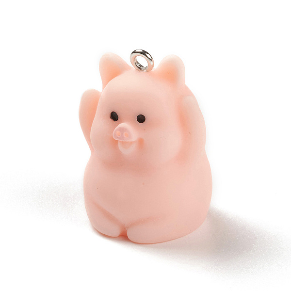 

PandaHall Opaque Resin Pendants, Cute Pig Charms, with Platinum Plated Iron Loops, Pig, 28x21x20.5mm, Hole: 2mm Iron+Resin Pig