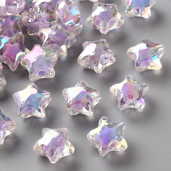

PandaHall Transparent Acrylic Beads, Bead in Bead, AB Color, Faceted, Star, Lilac, 10.5x11x7mm, Hole: 2mm, about 1280pcs/500g Acrylic Star..., Purple