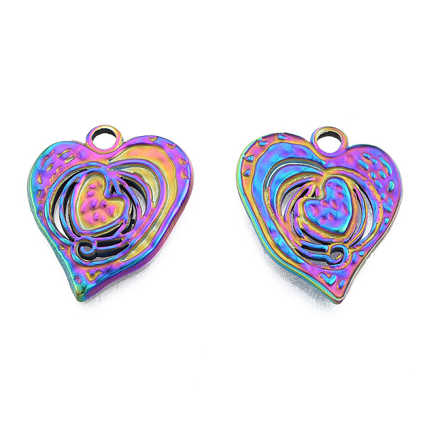 

PandaHall Ion Plating(IP) 201 Stainless Steel Pendants, Heart, Rainbow Color, 21x18.5x2mm, Hole: 2.5mm 201 Stainless Steel Heart