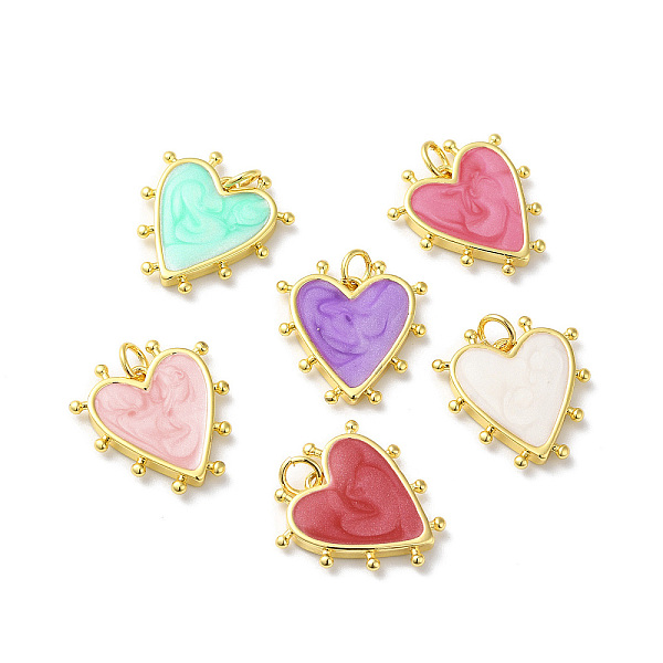 

PandaHall Rack Plating Brass Enamel Pendants, with Jump Ring, Lead Free & Cadmium Free, Heart Charm, Real 18K Gold Plated, Mixed Color..., Multicolor