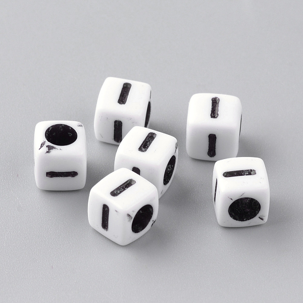 

PandaHall Opaque Acrylic Beads, Horizontal Hole, Letter Style, Cube, Letter.I, 6x6x6mm, Hole: 3mm, about 300pcs/50g Acrylic Cube