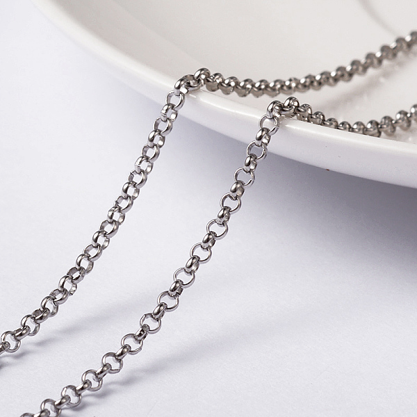 

PandaHall 304 Stainless Steel Rolo Chains, Belcher Chains, Unwelded, with Spool, Stainless Steel Color, 2x0.8mm, about 65.61 Feet(20m)/roll...