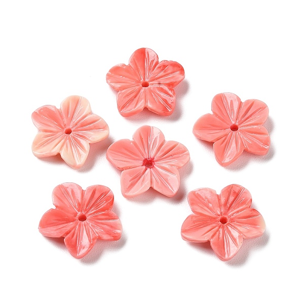

PandaHall Synthetic Shell Dyed Beads, Flower, Salmon, 19x19.5x4mm, Hole: 1.6mm Other Sea Shell Flower Red