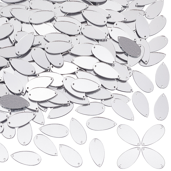 

PandaHall PH 200pcs Teardrop Sew on Mirrors Pieces Silver Acrylic Sew on Rhinestones with Holes, 1 x 0.5 inch Mirror Beads for DIY Wedding...