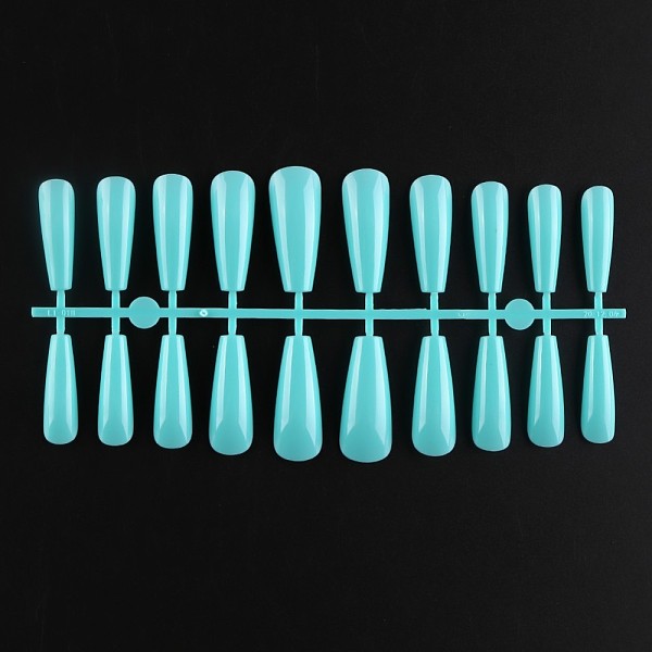 

PandaHall Solid Color Plastic Seamless Toe False Nail, Practice Manicure Nail Art Tool, Turquoise, 26~32x6~13mm, 20pcs/set. Plastic None..., Green