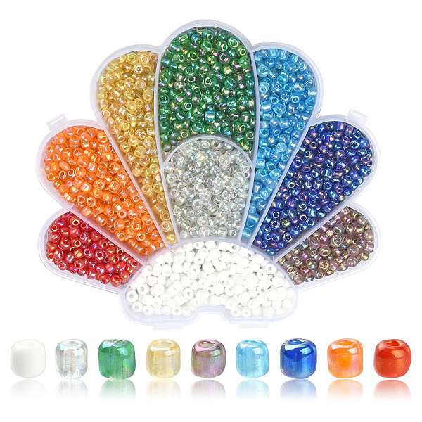 

PandaHall 1730Pcs 9 Style 6/0 Round Glass Seed Beads, Transparent Colours Rainbow & Opaque Colours, Mixed Color, 4mm, Hole: 1.5mm Glass..., Multicolor