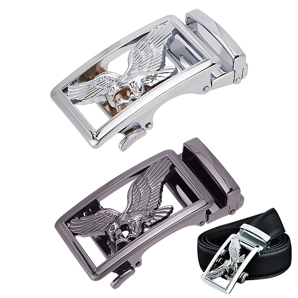 

PandaHall ARRICRAFT 2Pcs 2 Colors Alloy DIY Adjustable Automatic Buckle, for Men's Belt Head Accessories, Rectangle with Eagle Pattern...