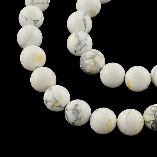 

PandaHall Round Natural Howlite Beads Strands, 8mm, Hole: 1mm, about 50pcs/strand, 15.7 inch Howlite Round