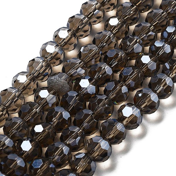 

PandaHall Electroplate Transparent Glass Beads Strands, Faceted(32 Facets), Round, Pearl Luster Plated, Olive, 8mm, Hole: 1mm, about..., Green