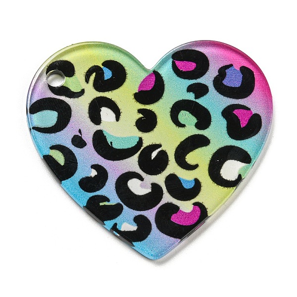 

PandaHall Acrylic Pendants, Heart, Colorful, 40.5x43.5x2.2mm, Hole: 3.5mm Acrylic Heart