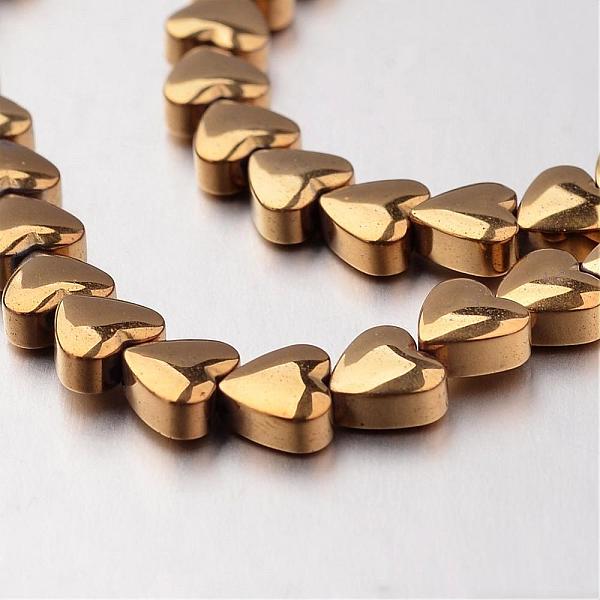 

PandaHall Electroplate Non-magnetic Synthetic Hematite Bead Strands, Heart, Golden Plated, 6x6x3mm, Hole: 1mm, about 71pcs/strand, 15.7 inch...