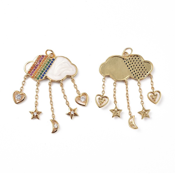 

PandaHall Brass Micro Pave Colorful Cubic Zirconia Pendants, with Enamel and Jump Rings, Cloud with Heart Charms, Real 18K Gold Plated..., Clear