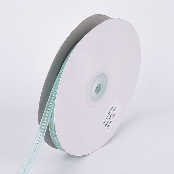 

PandaHall Organza Ribbon, Pale Turquoise, 3/8 inch(9mm), about 50yards/roll(45.72m/roll) Polyester None Cyan